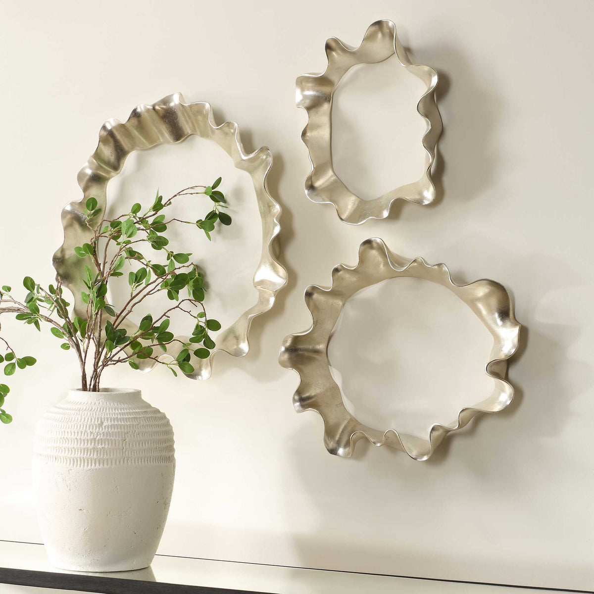 Ripple Effect Wall Art (Set of 3) - Silver by Uttermost - View 4