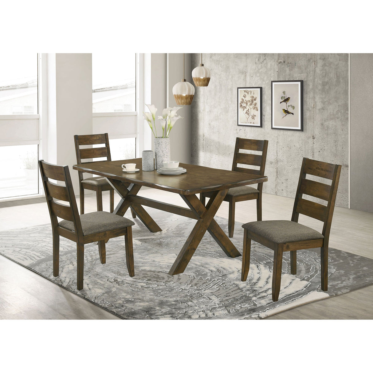Gawain Rustic Knotty Nutmeg 5-piece Dining Set - sold by Home Elegance USA
