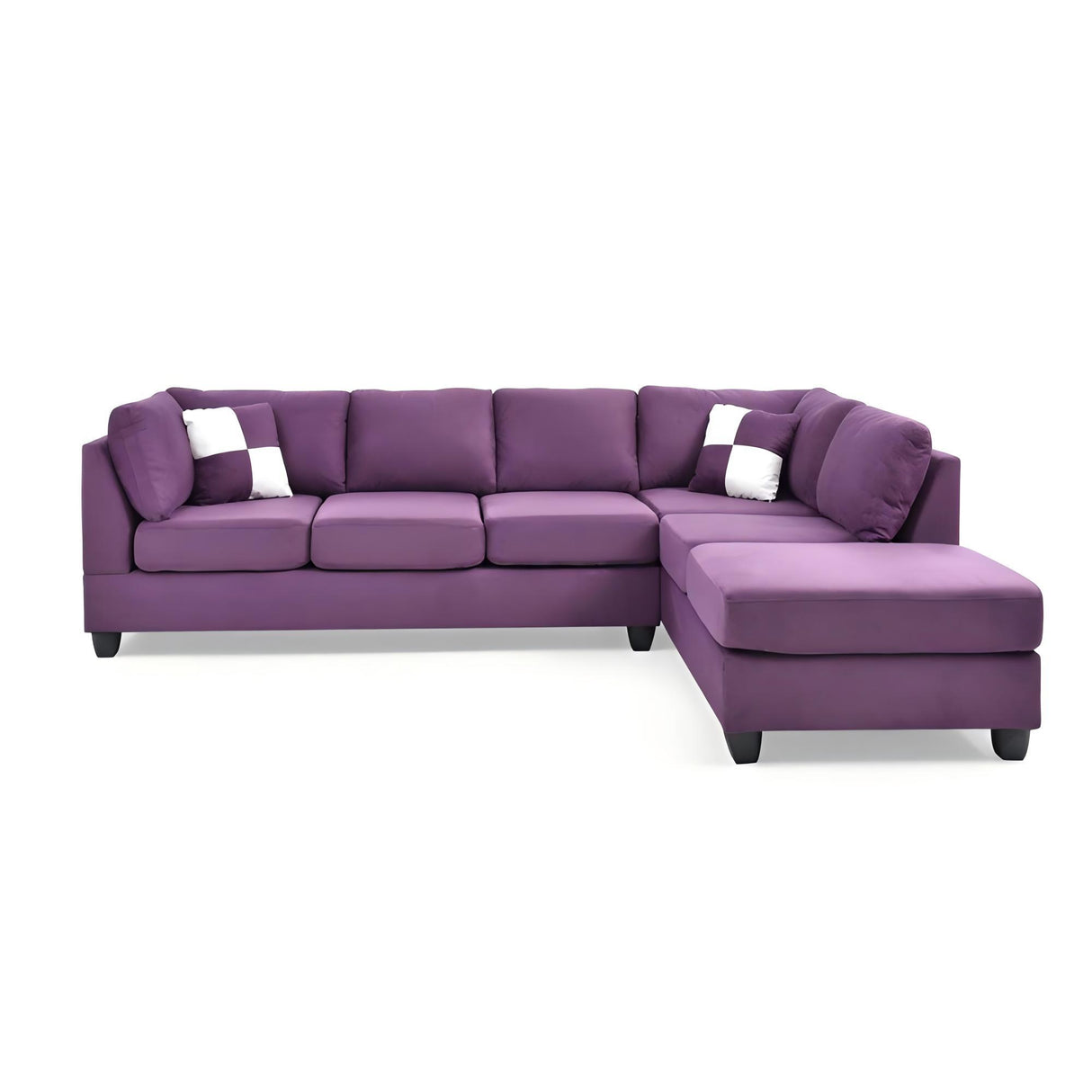Malone G637B-SC Sectional Sofa Without Ottoman Purple Microfiber 111 Inch