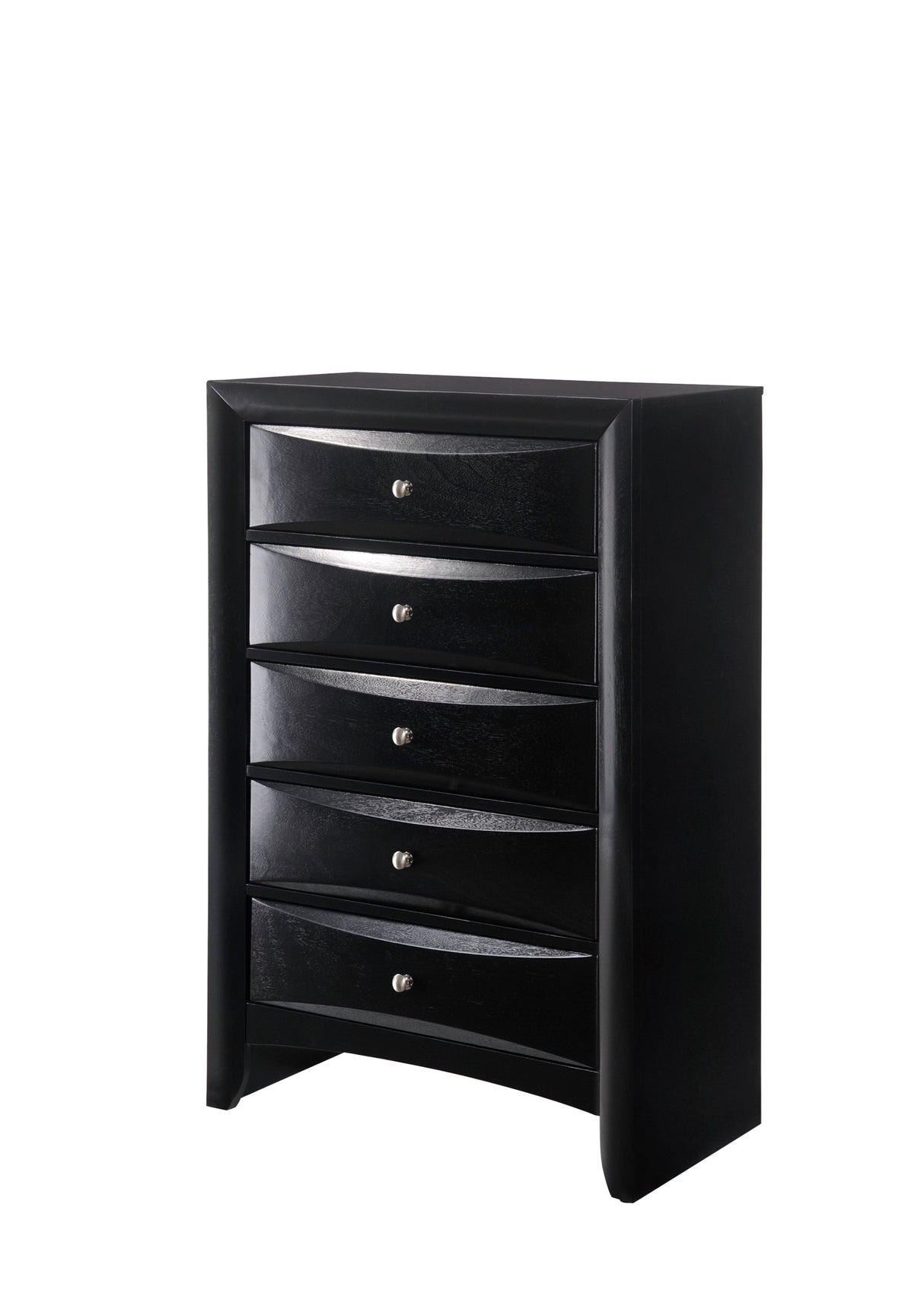 1Pc Contemporary 5 Drawer Chest Black Finish Solid Wood Wooden Bedroom Furniture