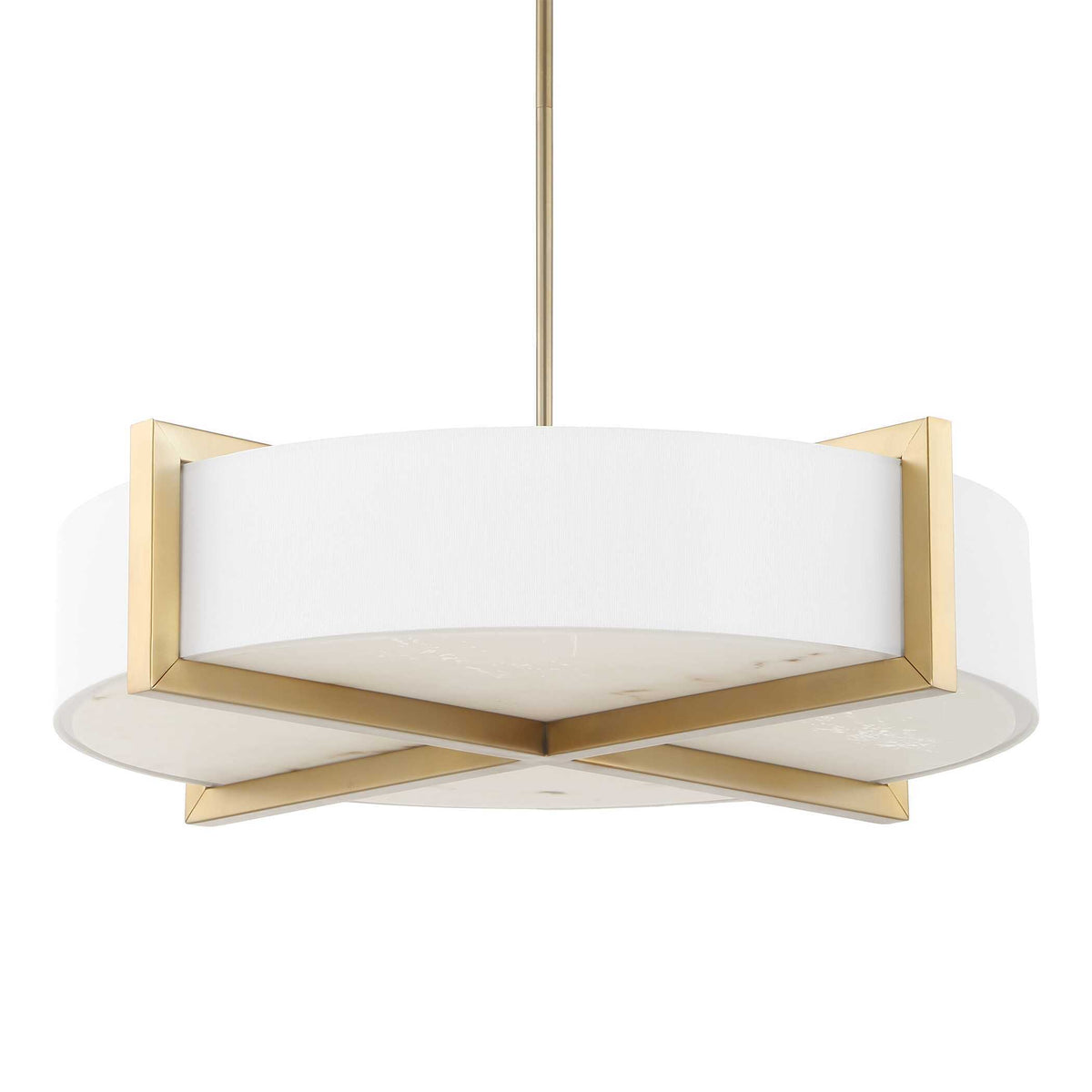 Cresson 4 Light Drum Pendant White / Gold - Gold / White by Uttermost - View 3