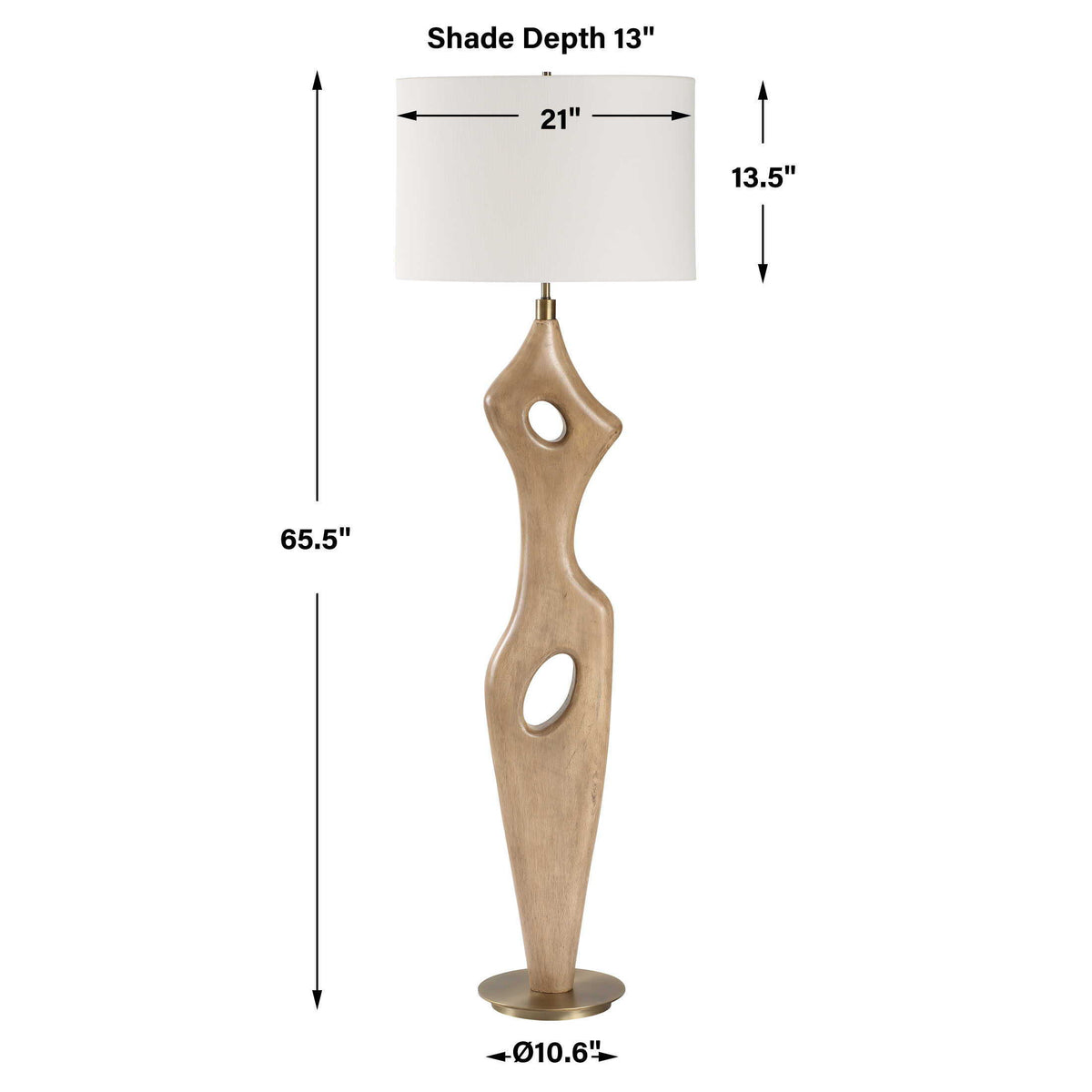 Almyra Solid Wood Floor Lamp - Light Brown by Uttermost - View 7