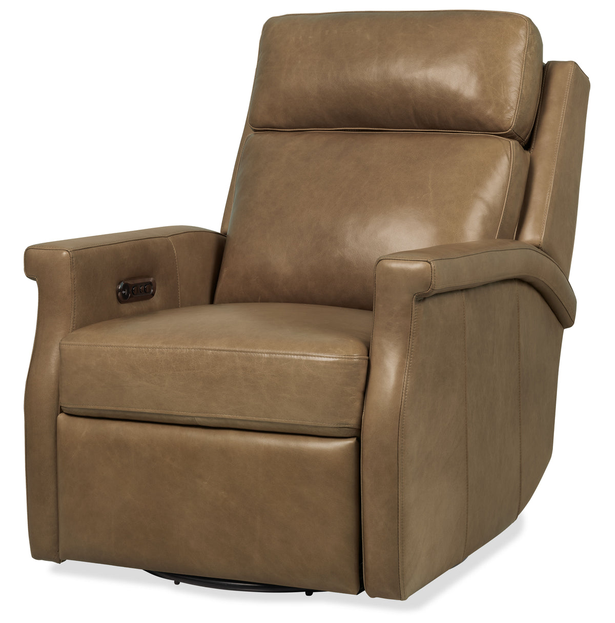 Kaufman ZG Swivel Power Recliner With Pop-Up Headrest - Light Brown by Hooker Furniture - View 3