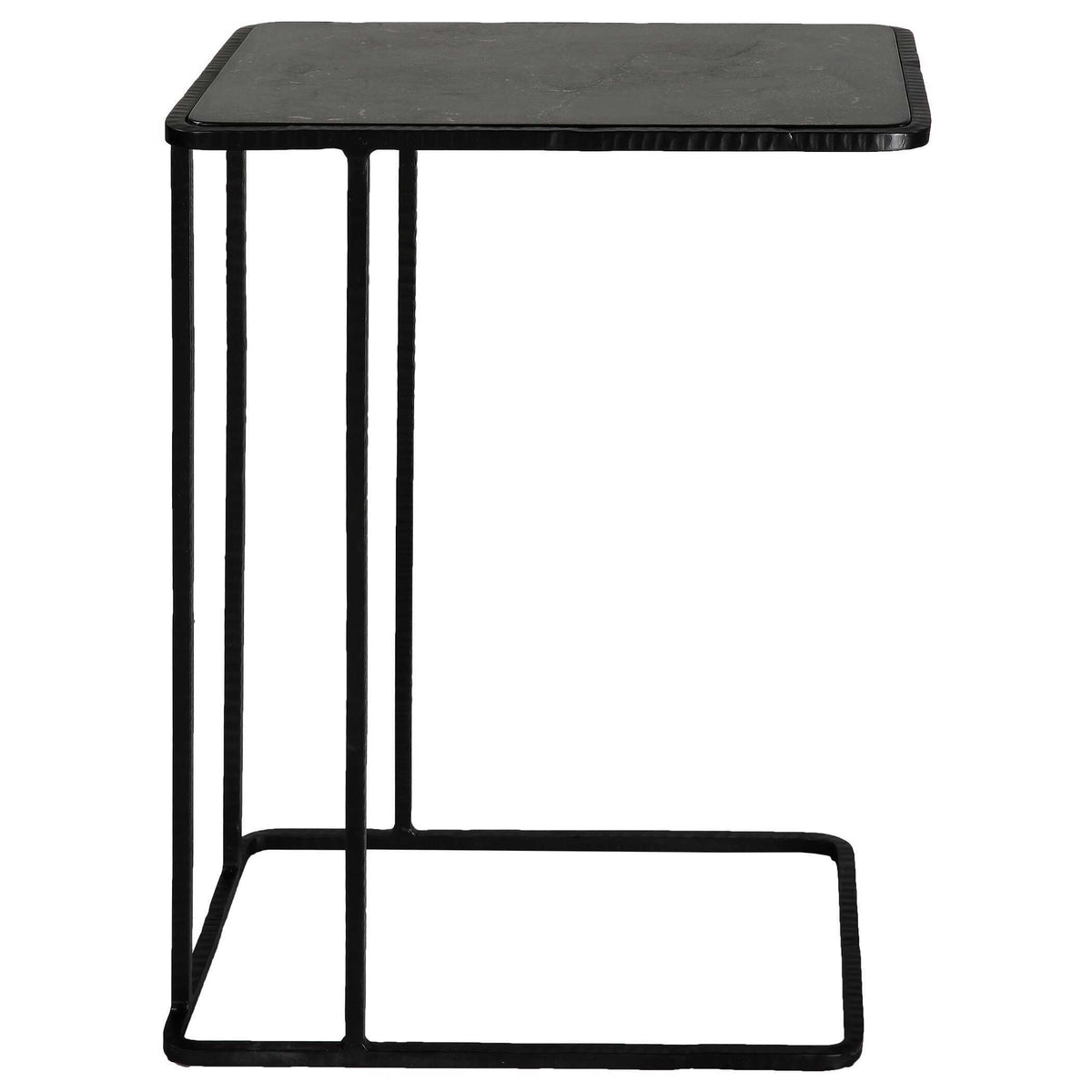 Cavern Stone & Iron Accent Table - Black by Uttermost - View 4