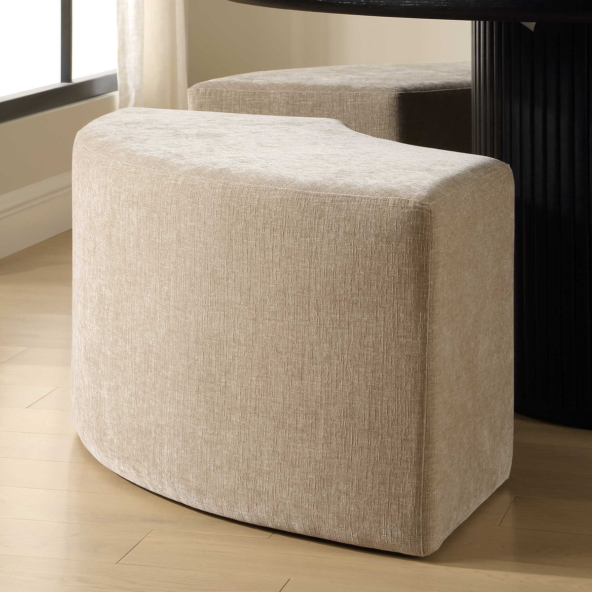 Khai Rounded Plush Dining Bench - Light Brown by Uttermost - View 3