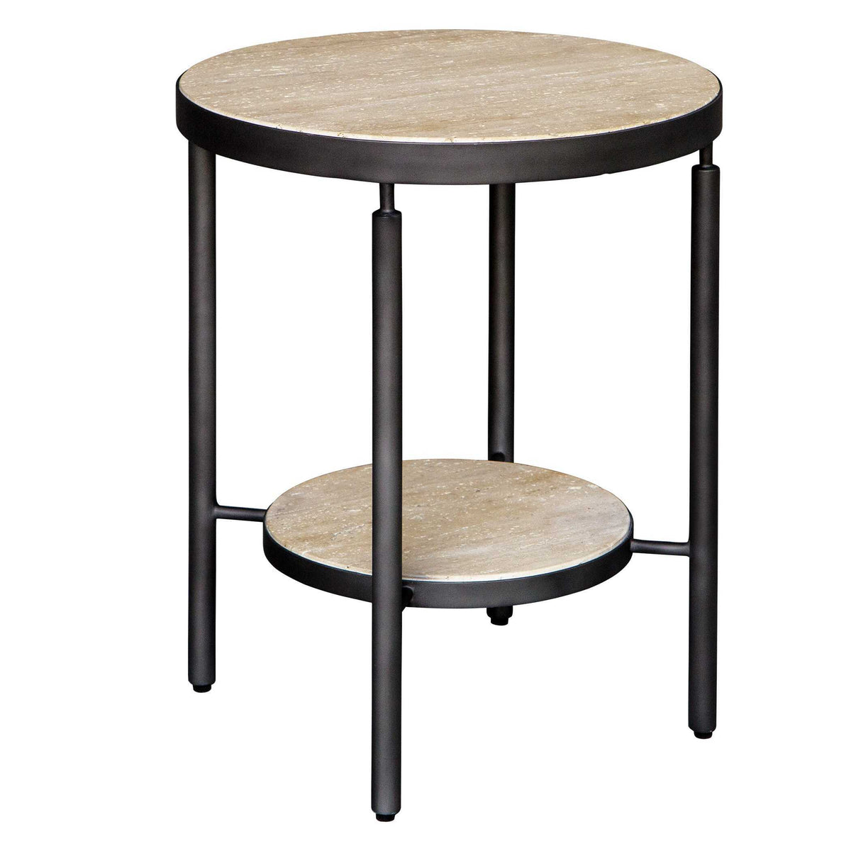Dauntless Side Table Travertine - Black / Beige by Uttermost - View 5