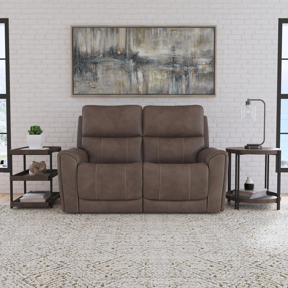 Carter Power Reclining Loveseat With Power Headrests & Lumbar - Cappuccino | Flexsteel