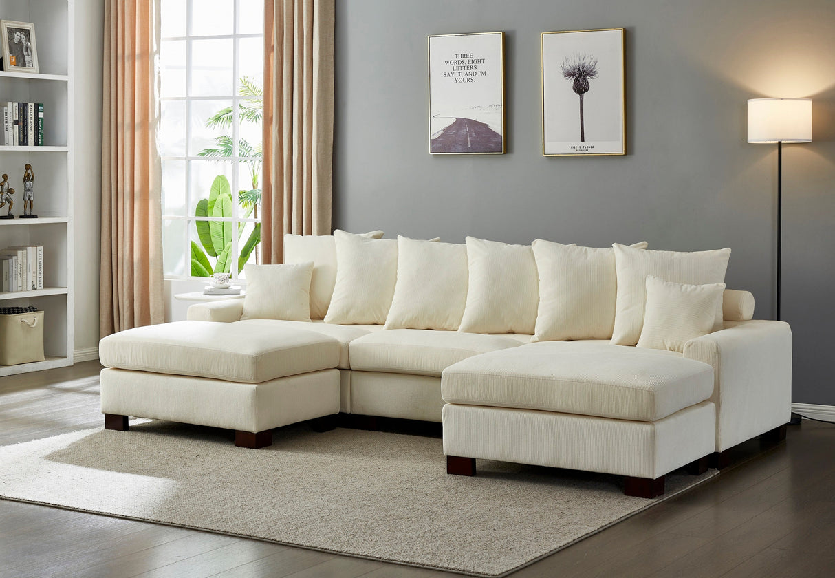 Modular Sectional Sofa,5 Seater Oversized Convertible L & U Shaped Couch, Corduroy Fabric - sold by Home Elegance USA