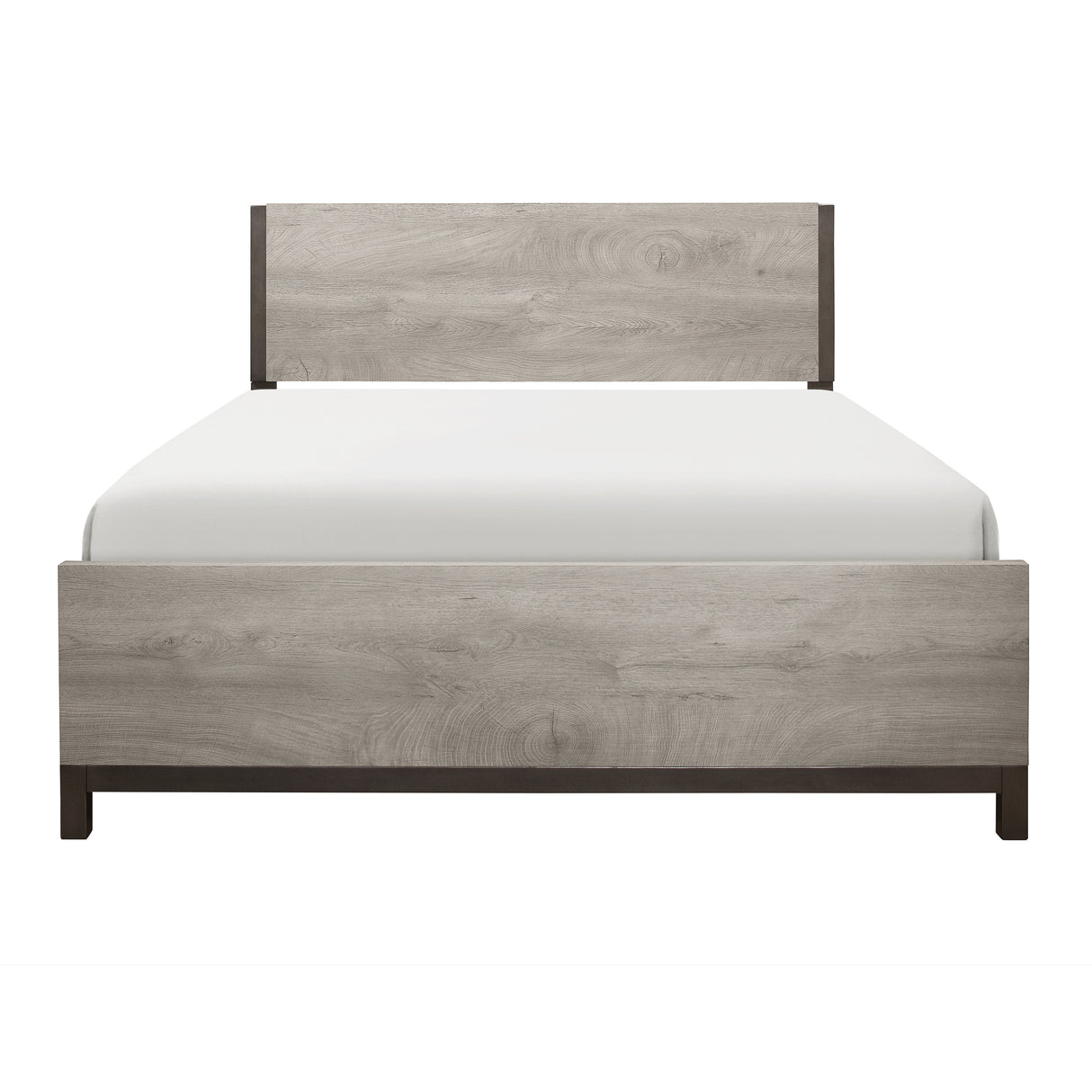 Light Gray Finish 1pc Full Size Bed Premium Melamine Wooden Modern Bedroom Furniture