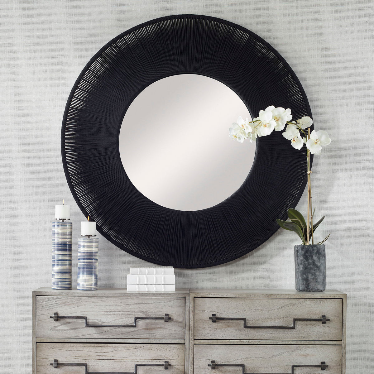 Sailor's Knot Round Mirror - Black by Uttermost - View 2