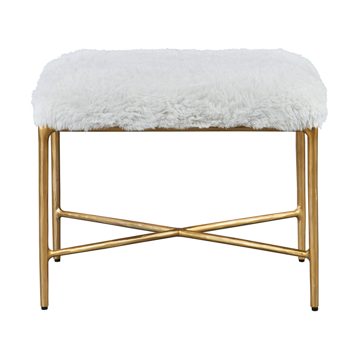 Charmed Sheepskin Small Bench - White / Gold by Uttermost - View 1