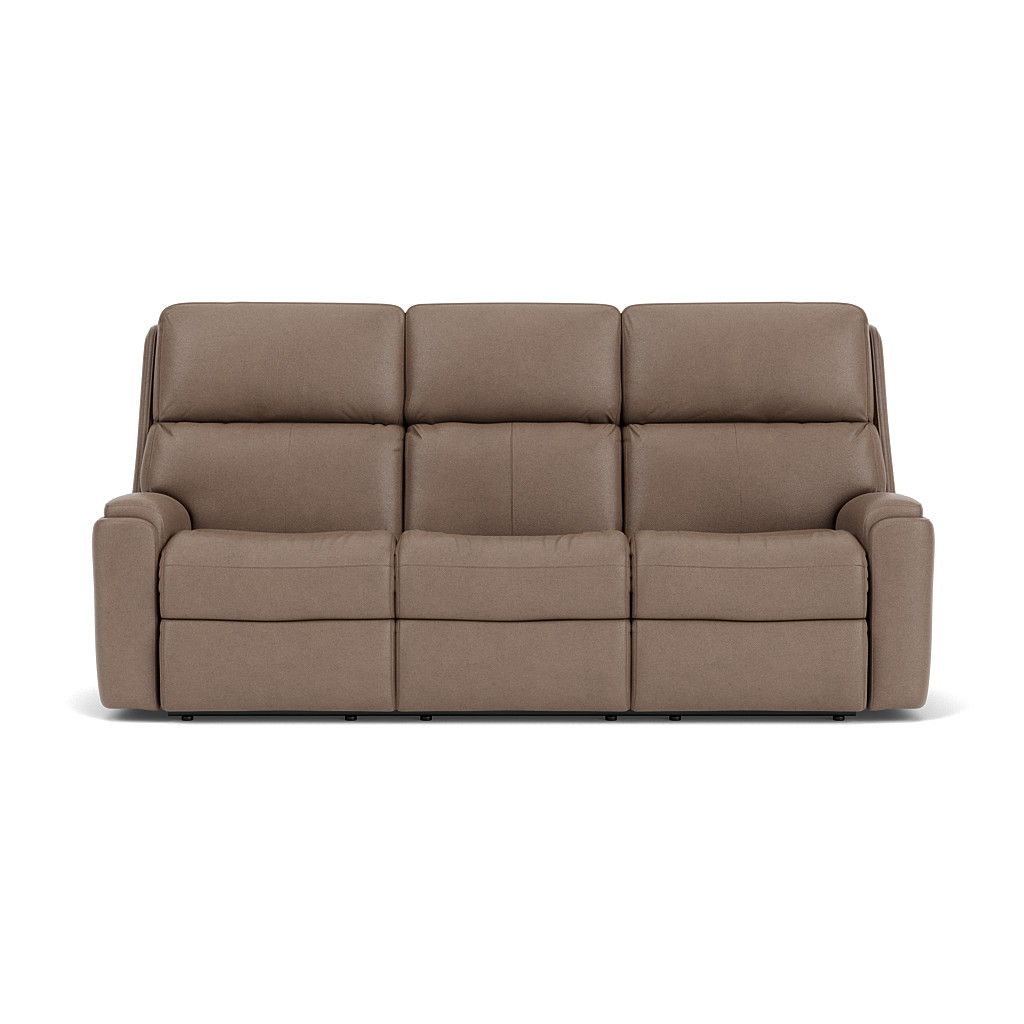 Rio Transitional Leather Power Reclining Sofa, Power Headrests | Flexsteel