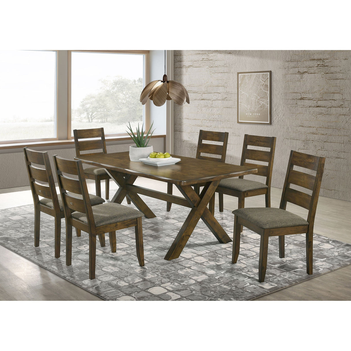 Gawain Grey and Knotty Nutmeg 7-piece Dining Set - sold by Home Elegance USA