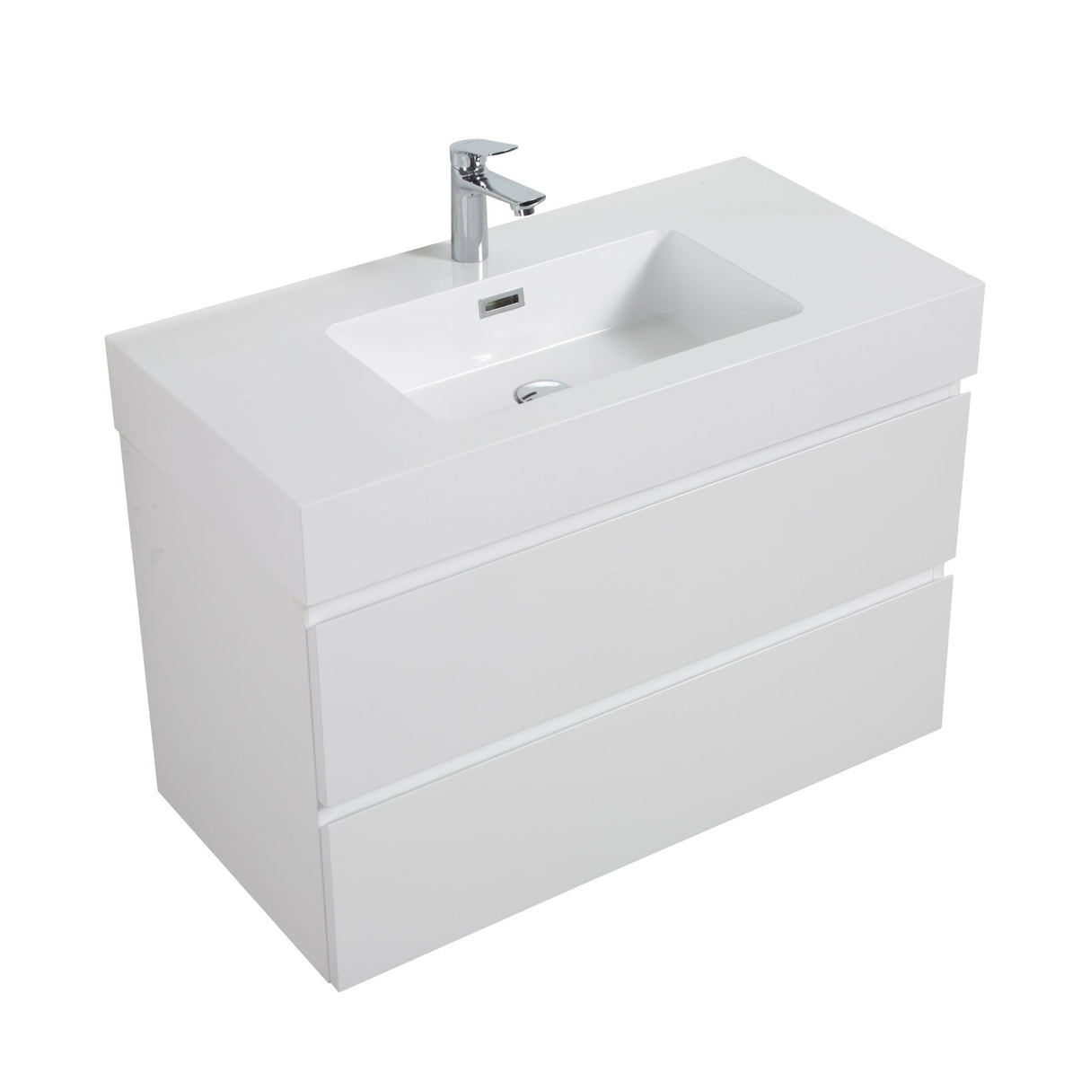 Alice 36" White Bathroom Vanity with Sink, Large Storage Wall Mounted Floating Bathroom Vanity for Modern Bathroom, One - Piece White Sink Basin without Drain and Faucet | Home Elegance USA