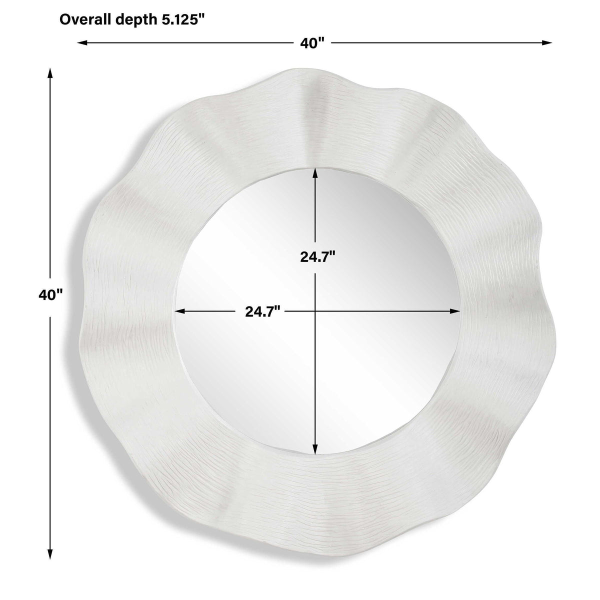 Wave Length Round Mirror White - Silver by Uttermost - View 3
