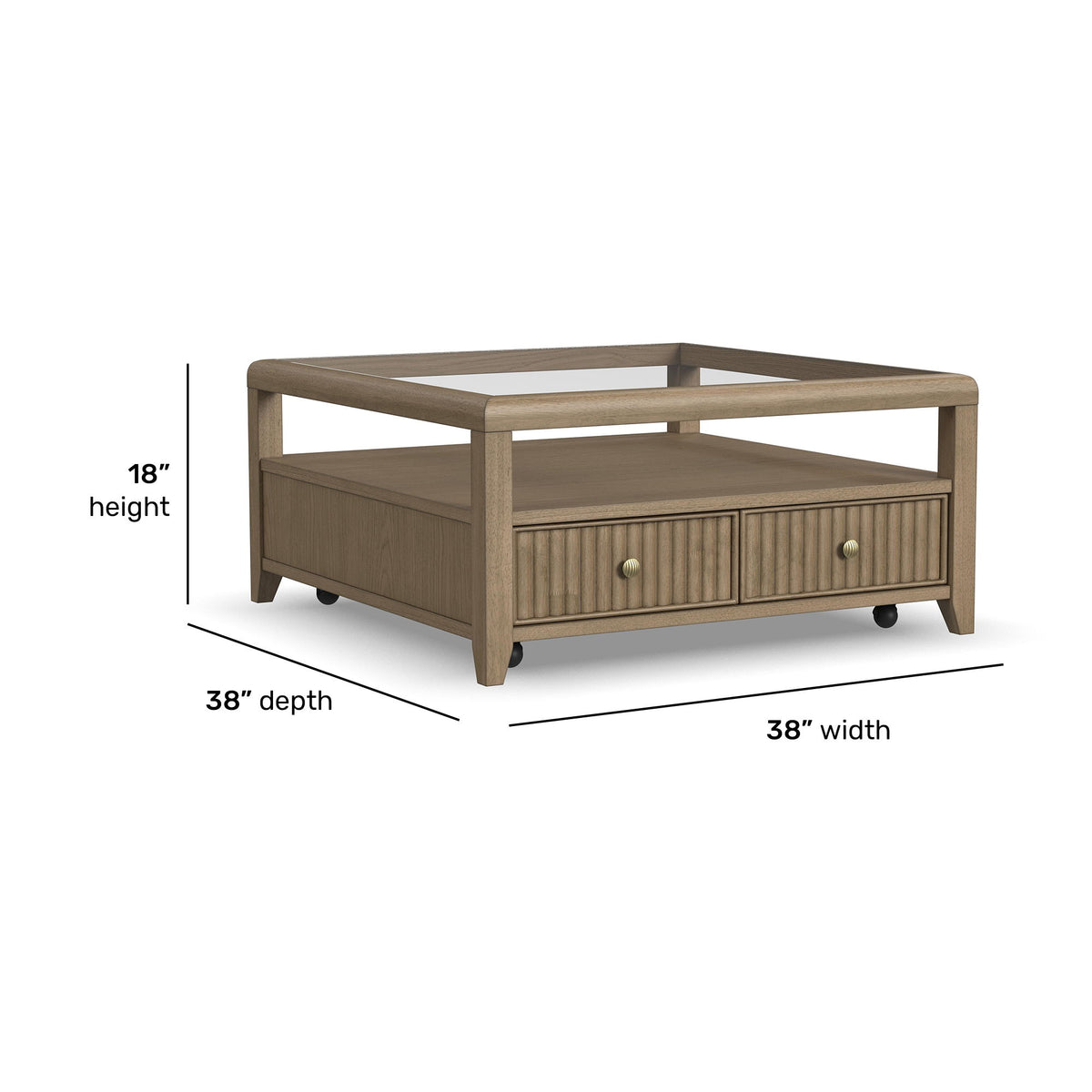 Reed Square Coffee Table With Casters - Driftwood Oak | Flexsteel