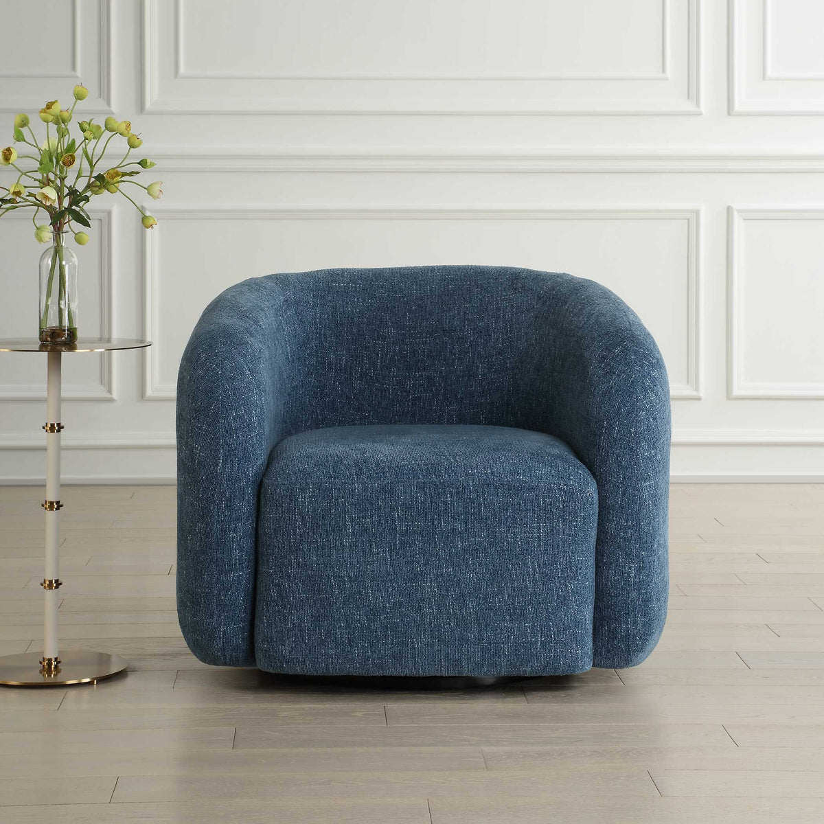 Junie Swivel Barrel Chair - Blue by Uttermost - View 3