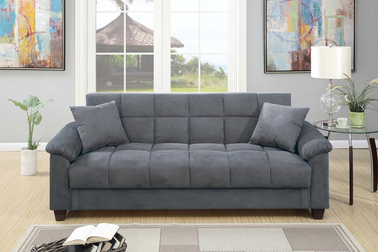 Modern Living Room Adjustable Sofa W USB Gray Microfiber Couch Plush Storage Couch 1pc Futon Sofa Pillows