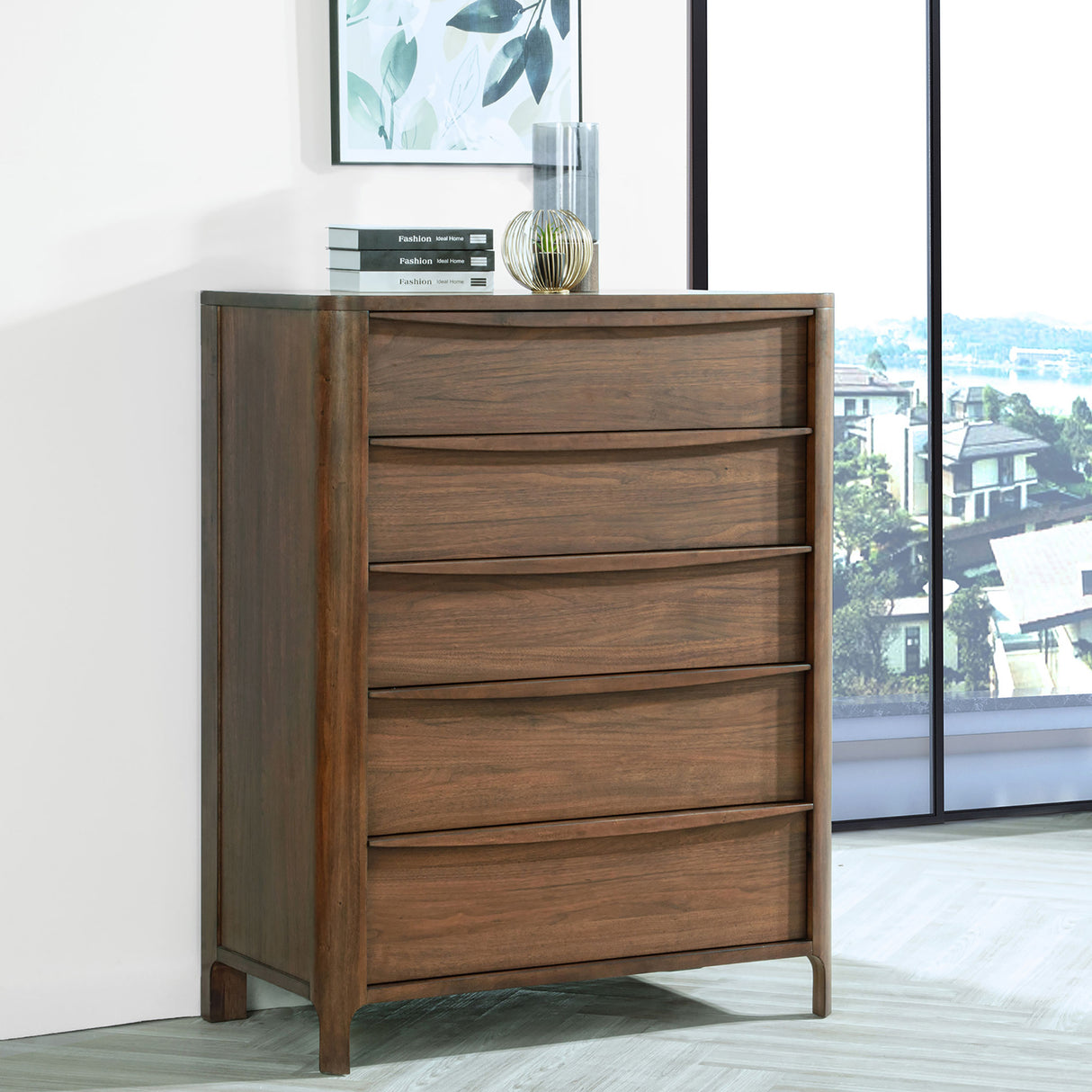 Verona Walnut 5-drawer Chest