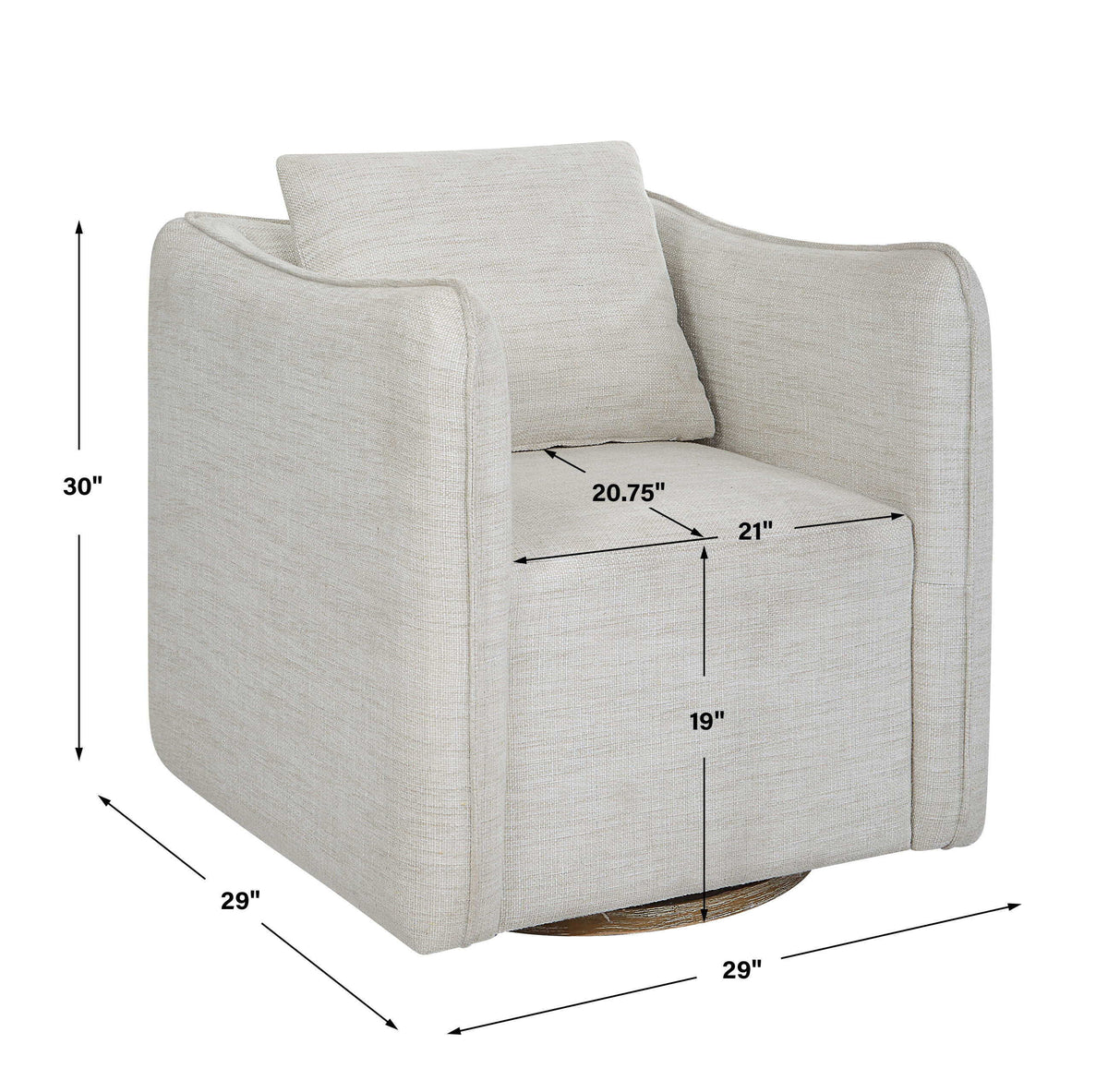 Corben Swivel Armchair - Silver by Uttermost - View 10