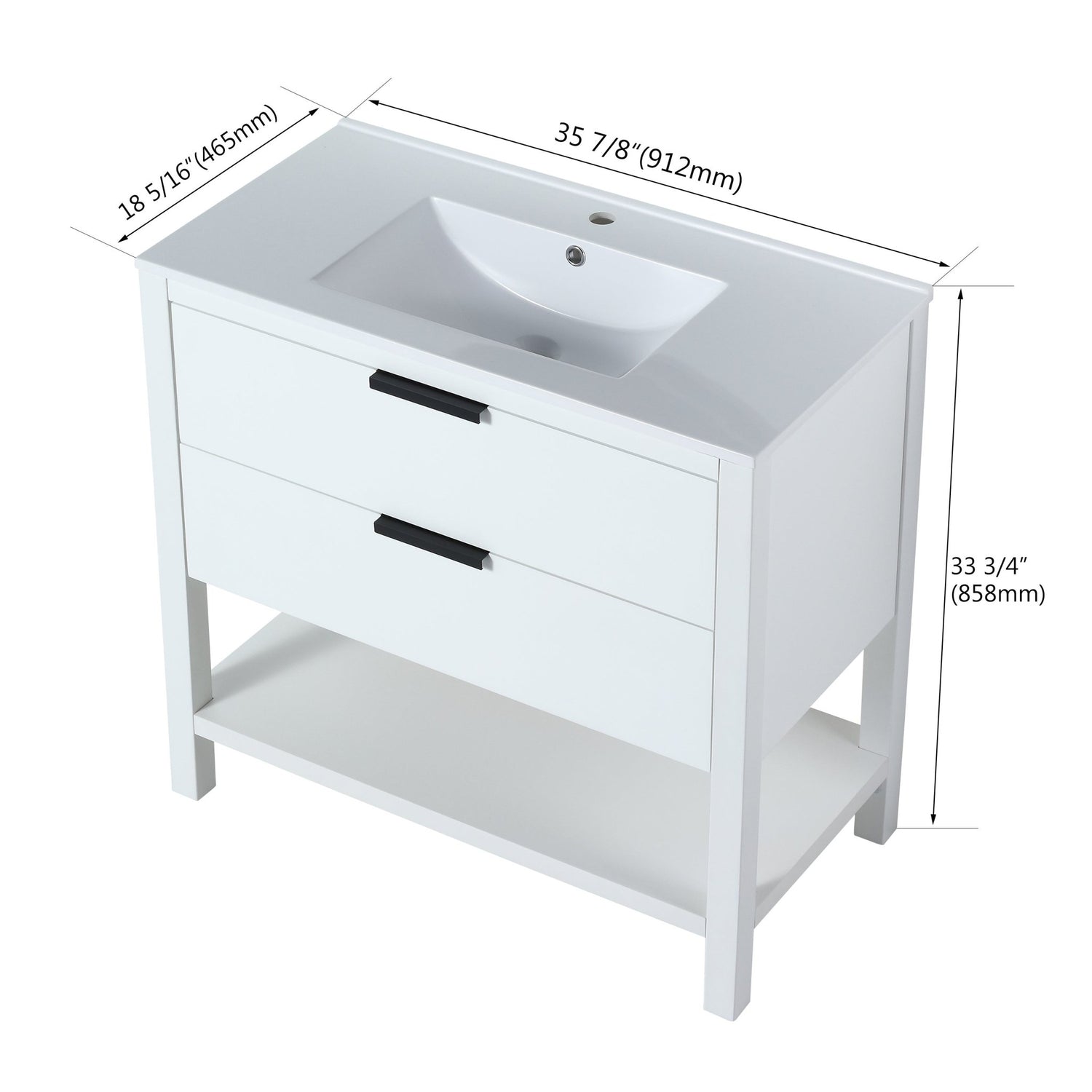 36 Inch Bathroom Vanity Plywood With 2 Drawers,36x18 | Home Elegance USA