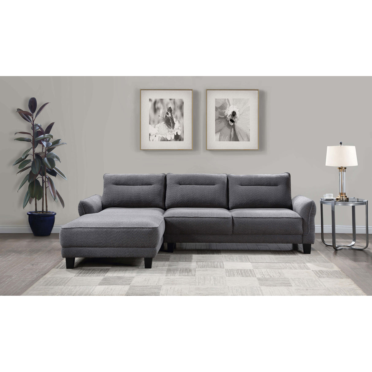 Verona Grey Loose Back Sectional Sofa