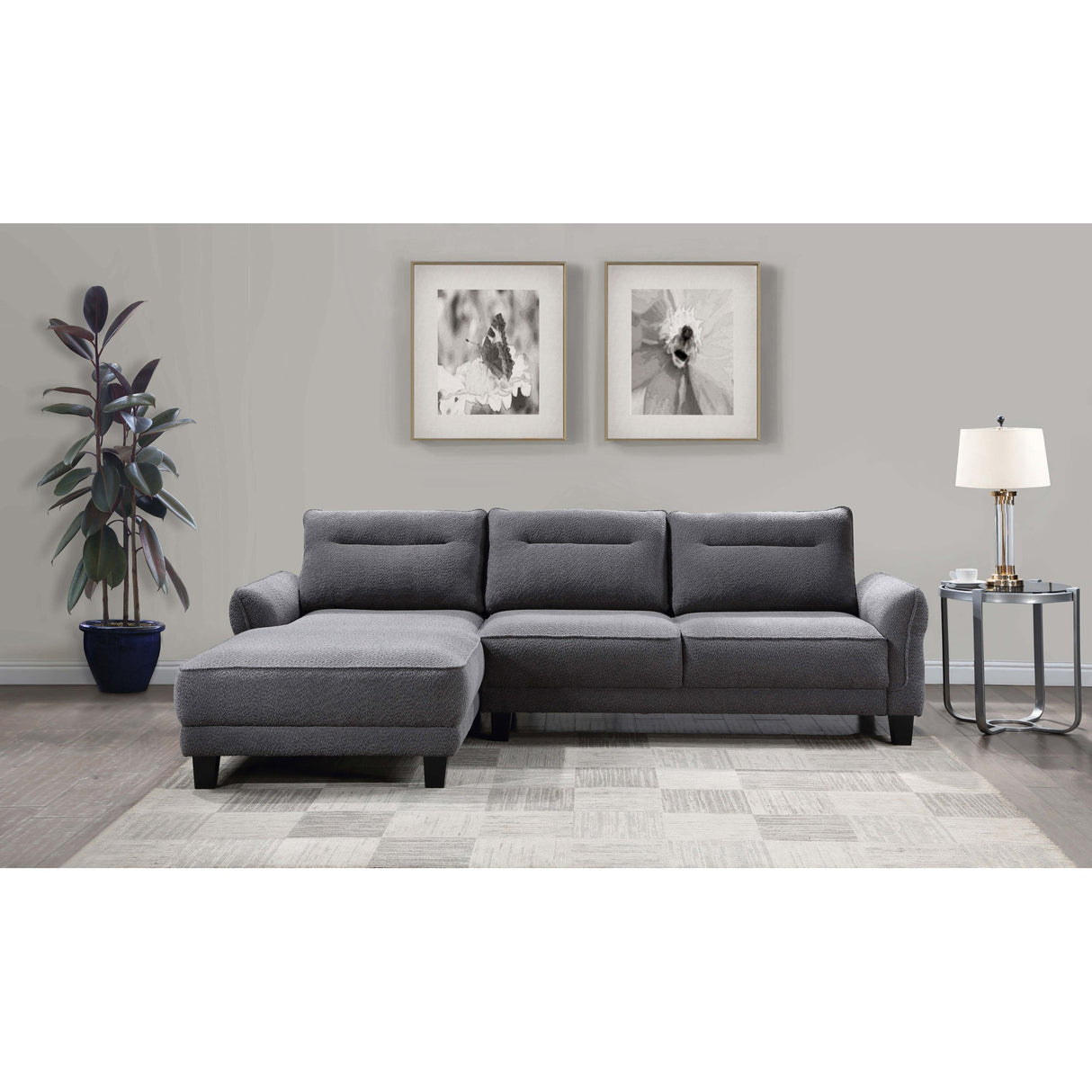Verona Grey Loose Back Sectional Sofa - sold by Home Elegance USA