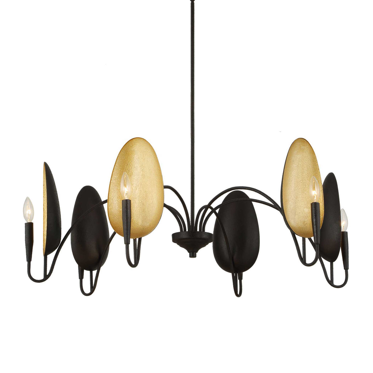 Warwick 6 Light Chandelier Matte Black - Black / Gold by Uttermost - View 8