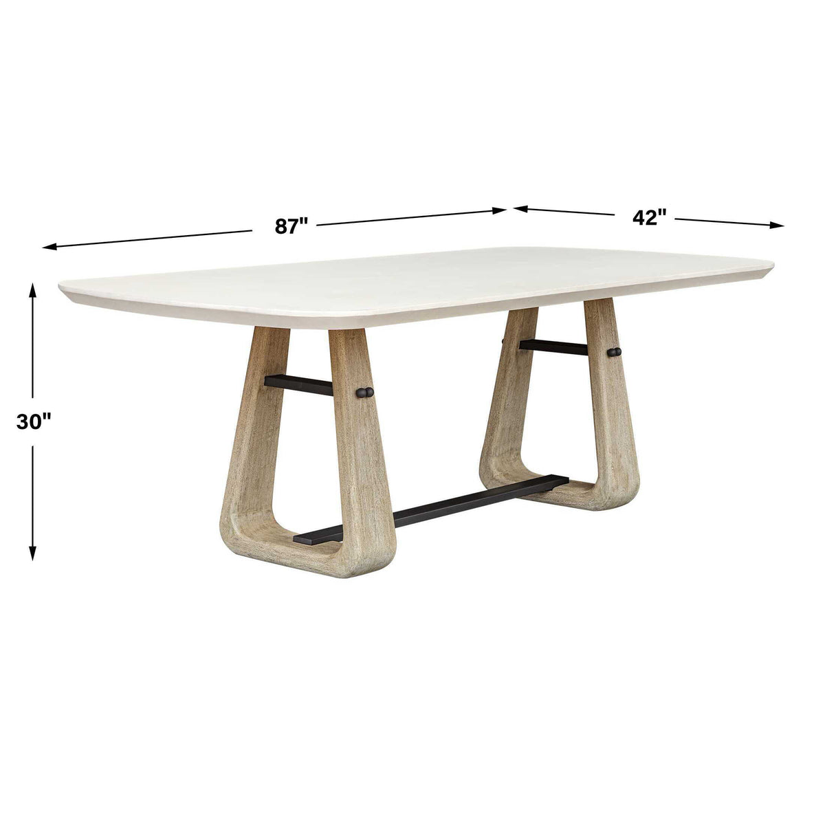 Circa Concrete Outdoor Dining Table White / Woodtone - Light Brown / White by Uttermost - View 7