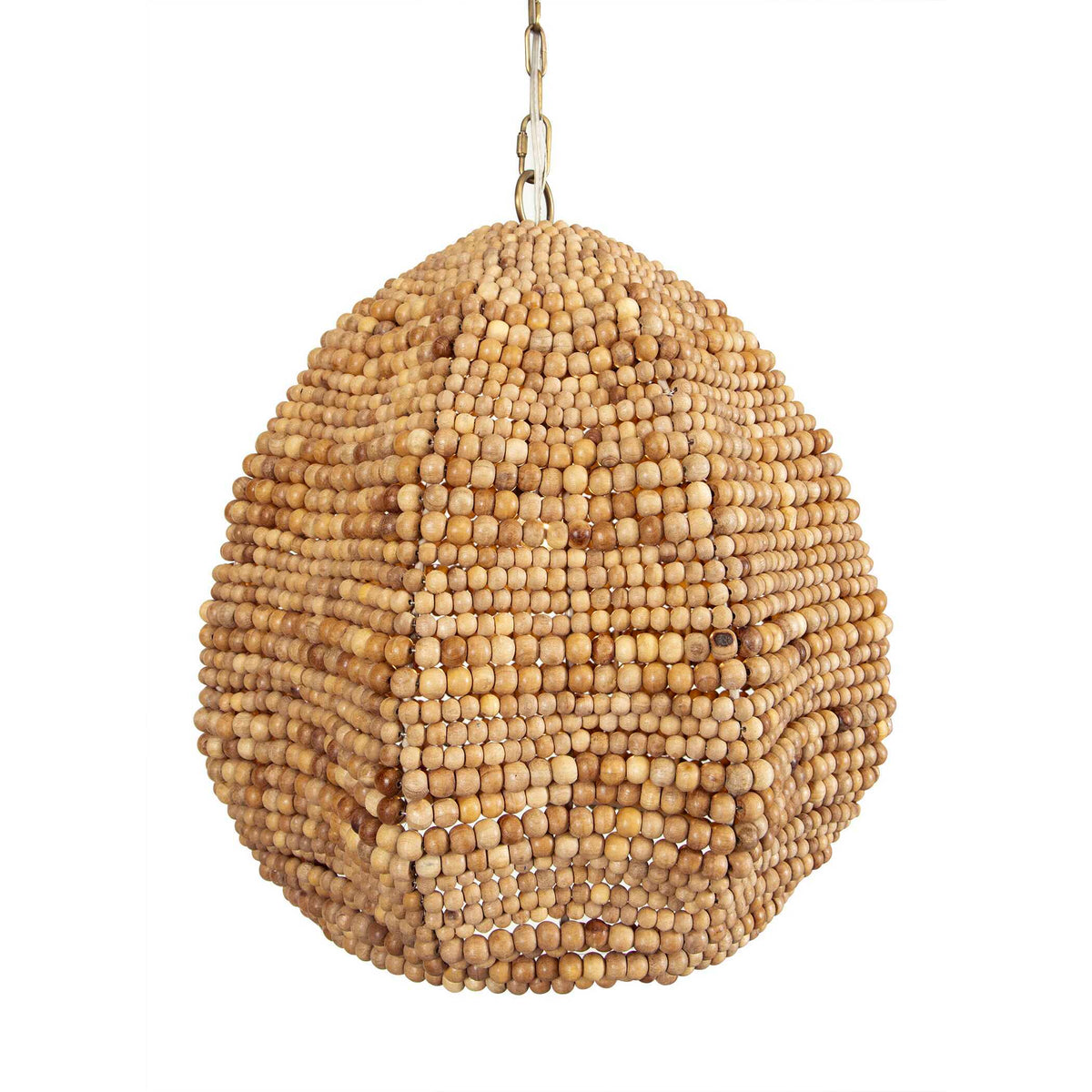 Kauri 1 Light Wooden Bead Pendant Brass / Woodtone - Light Brown by Uttermost - View 3
