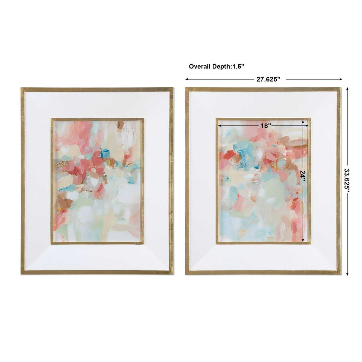 A Touch Of Blush And Rosewood Fences Art (Set of 2) - Pink / Beige by Uttermost - View 3