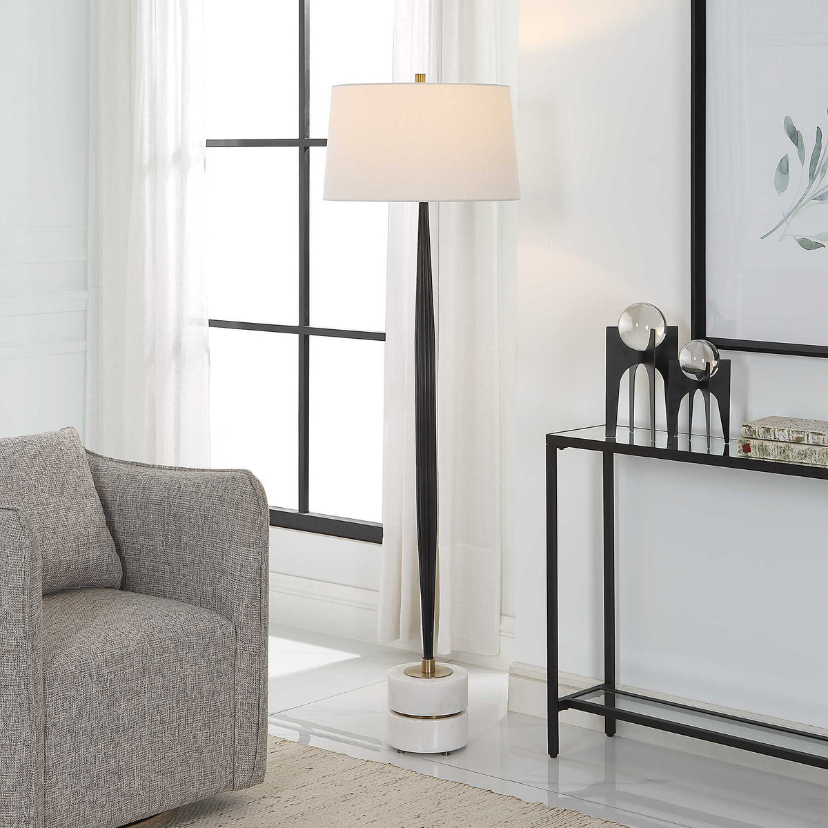 Miraz Floor Lamp - Black by Uttermost - View 9