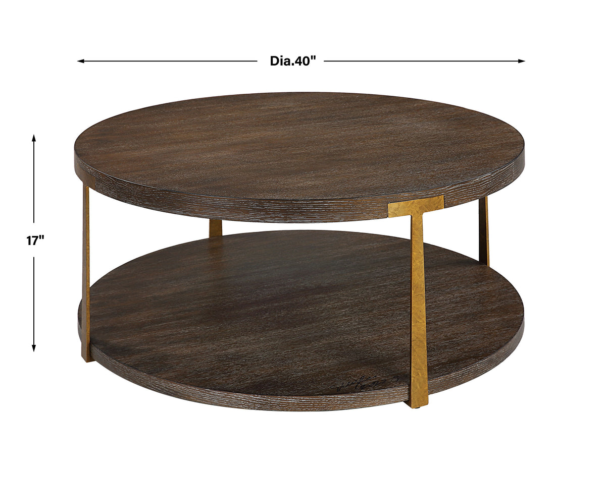 Palisade Round Wood Coffee Table - Dark Brown by Uttermost - View 9