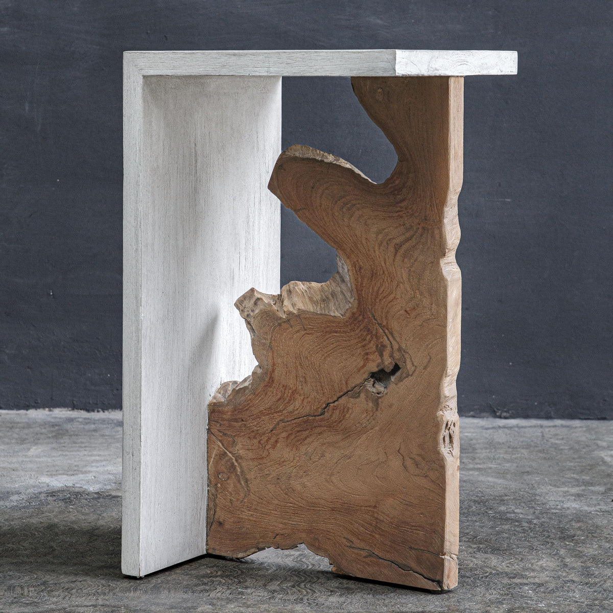 Intersect Modern Accent Table - White / Light Brown by Uttermost - View 2
