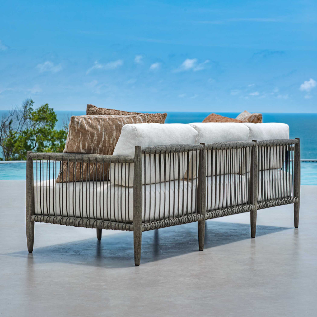 Borneo Outdoor Sofa Brown / Oyster White - White / Dark Brown by Uttermost - View 4
