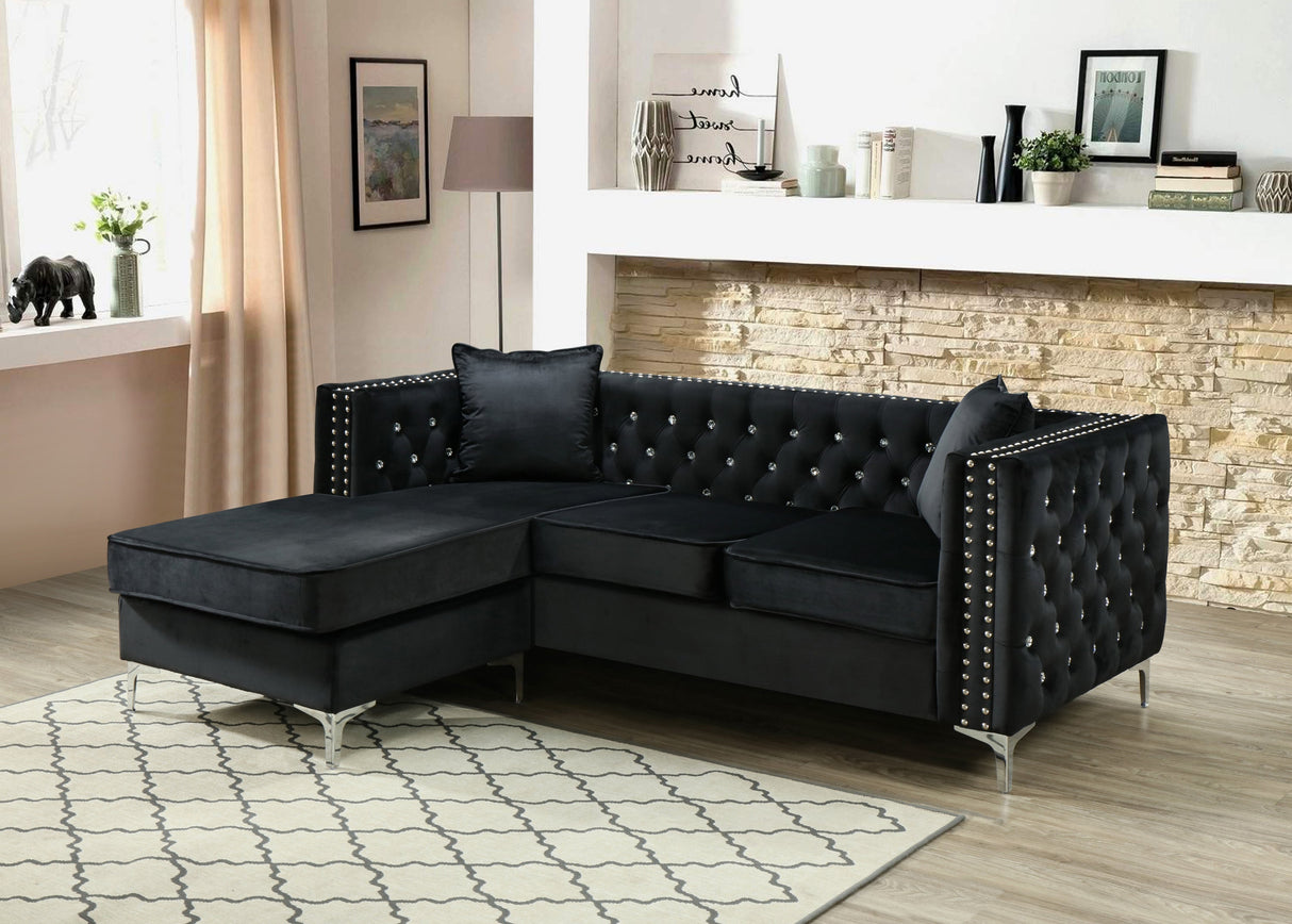 Paige G828B-SC Sofa Chaise , BLACK - sold by Home Elegance USA