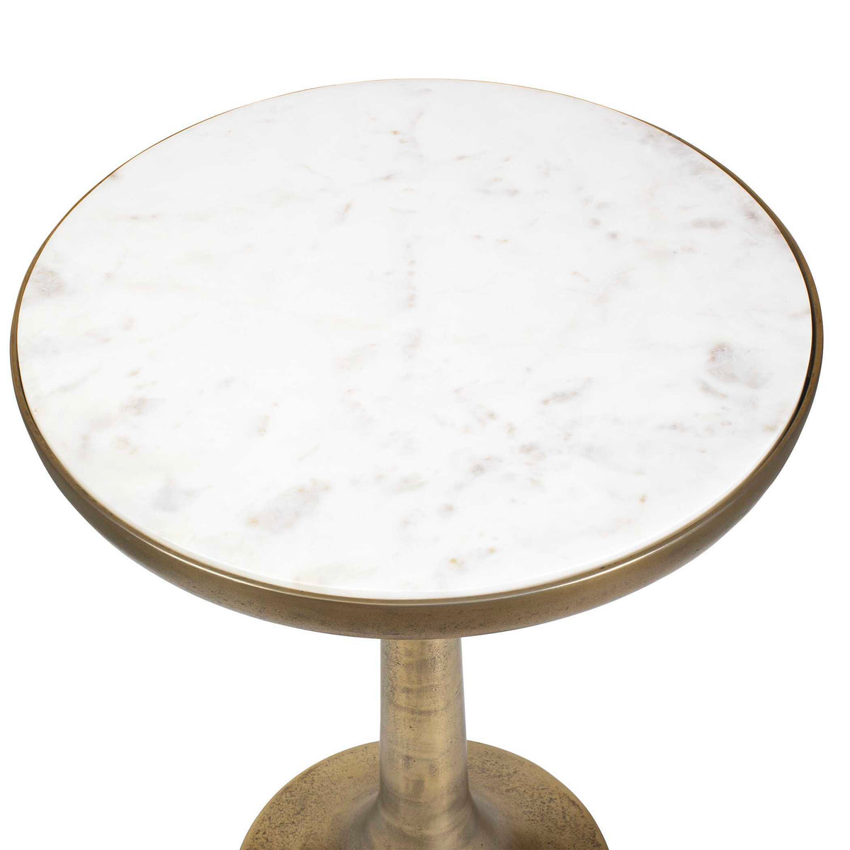 Gianno Round Marble Side Table Brass / White - Gold / White by Uttermost - View 3