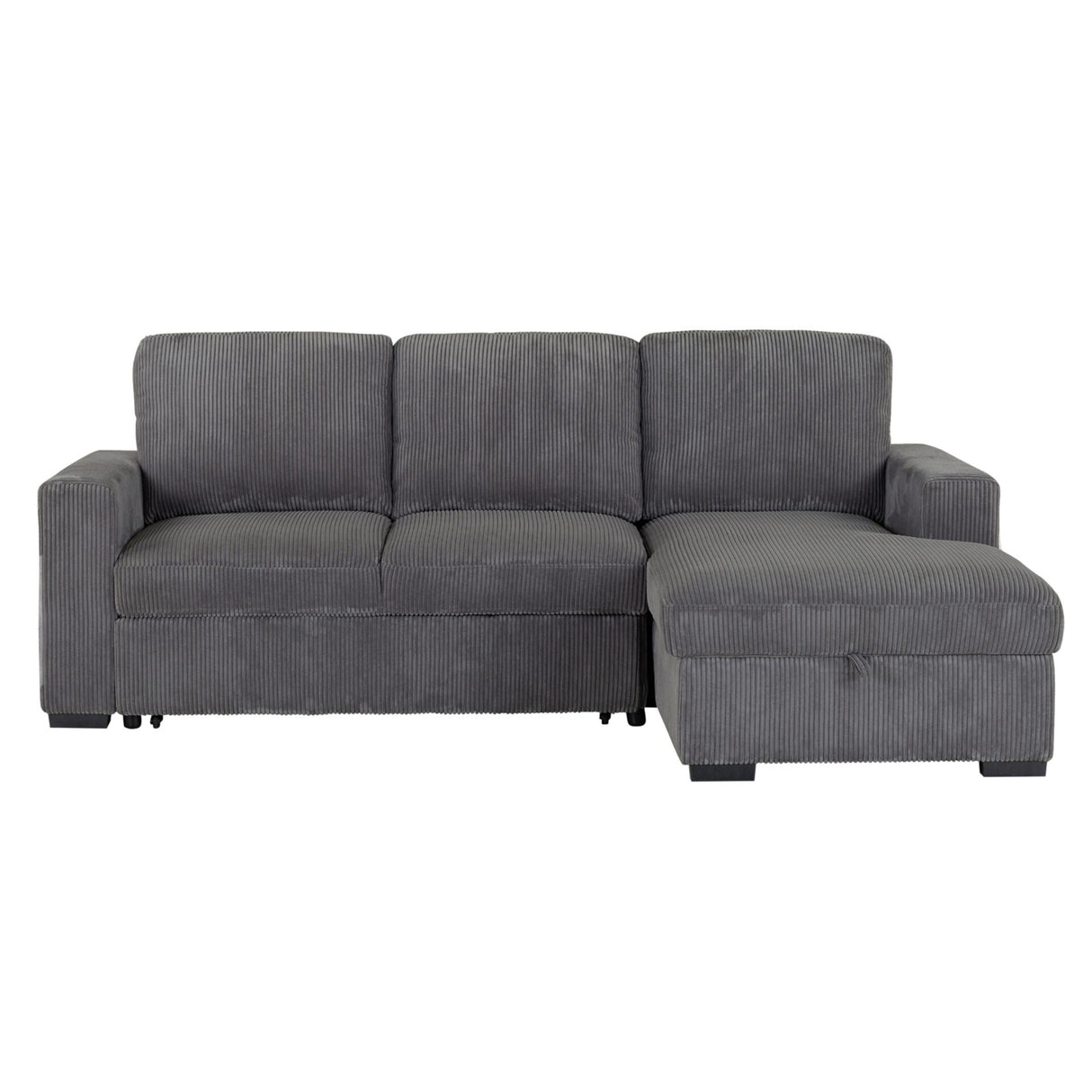 Modern Melody Grey Sectional Sofa with Plush Cushioning and 100% Polyester Fabric