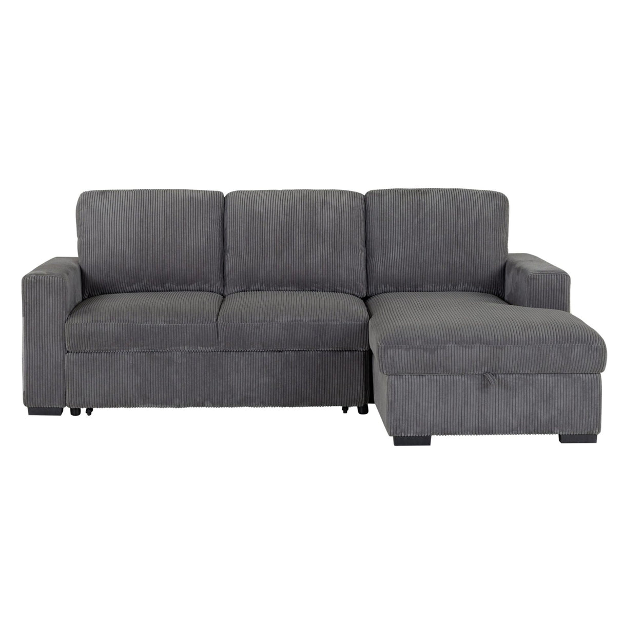 Modern Melody Grey Sectional Sofa with Plush Cushioning and 100% Polyester Fabric - sold by Home Elegance USA
