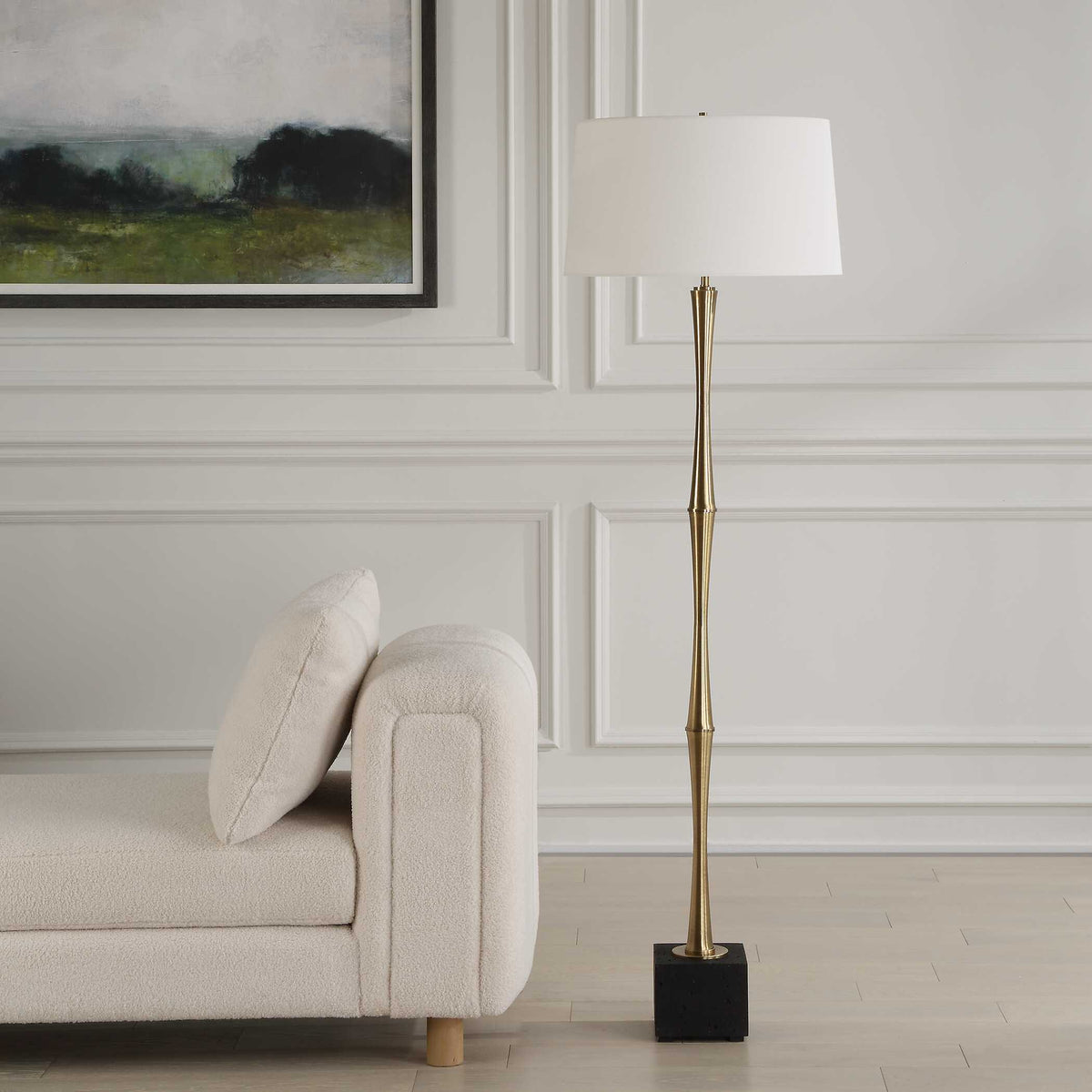 Shino Antique Brass Floor Lamp - Bronze by Uttermost - View 3
