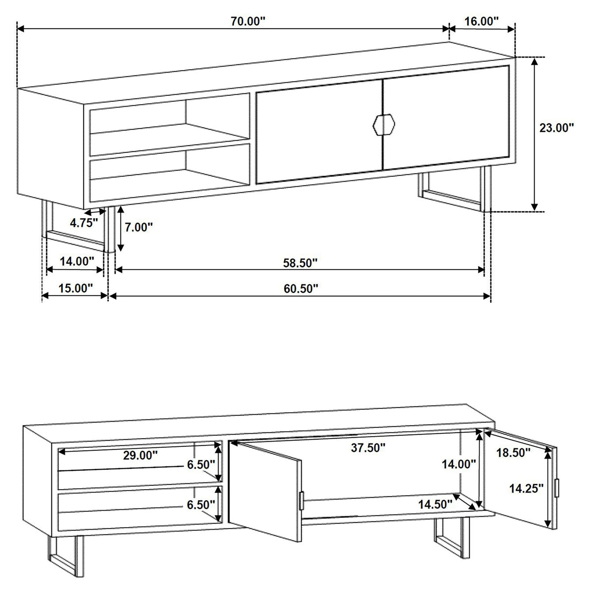 Manaya Charcoal Black 2-Door TV Stand - sold by Home Elegance USA
