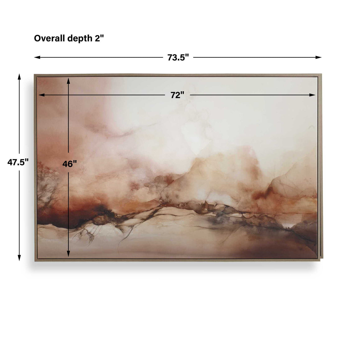 Rise Framed Modern Canvas Black / Brown / Orange / White - Orange / Light Brown by Uttermost - View 6
