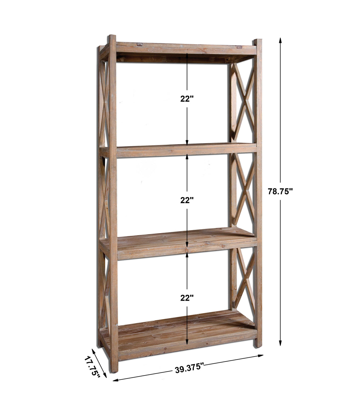 Stratford Reclaimed Wood Etagere - Light Brown by Uttermost - View 4