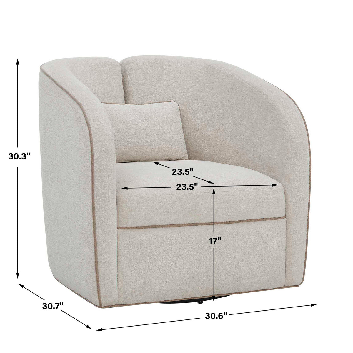 Vega Ecru Swivel Chair White - Beige by Uttermost - View 3