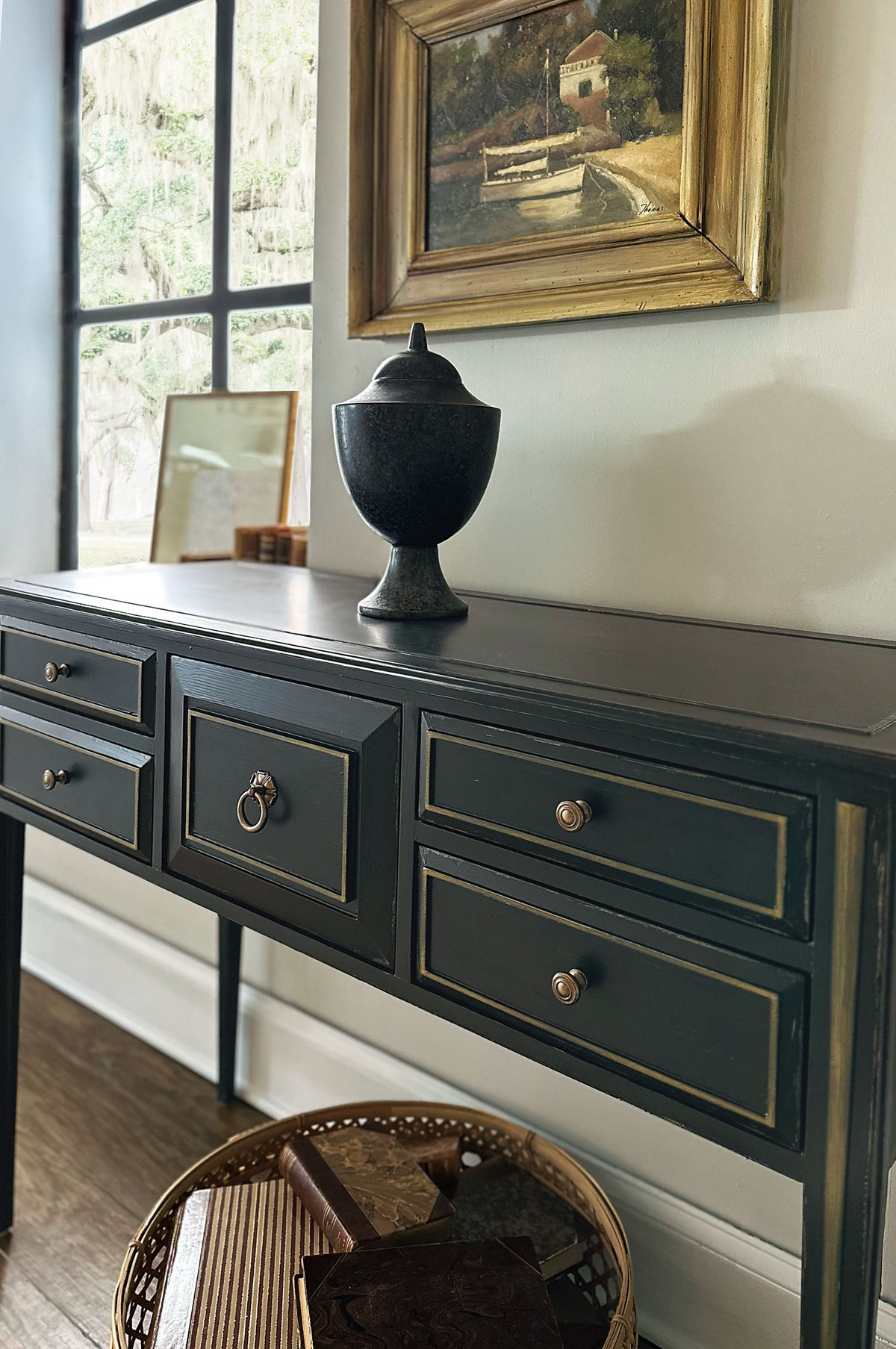 Charleston Five-Drawer Console Table - Dark Green by Hooker Furniture - View 4