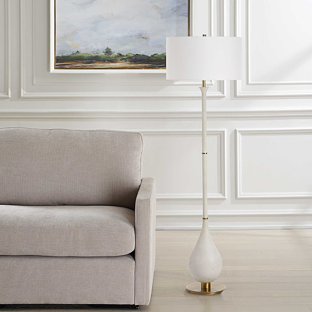 Dewdrop Floor Lamp Ivory - Beige by Uttermost - View 3