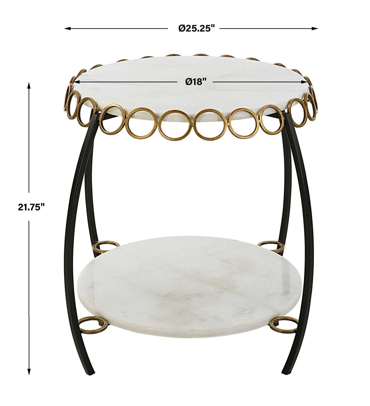 Chainlink Marble Side Table - White by Uttermost - View 8