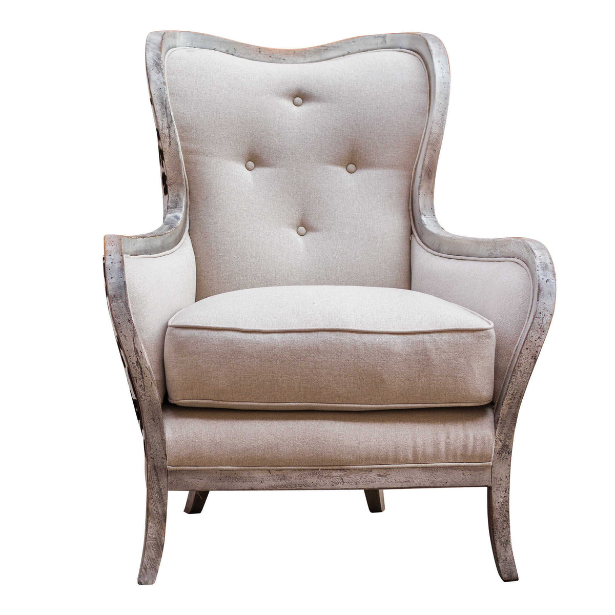 Chalina High Back Armchair - White / Dark Brown by Uttermost - View 3