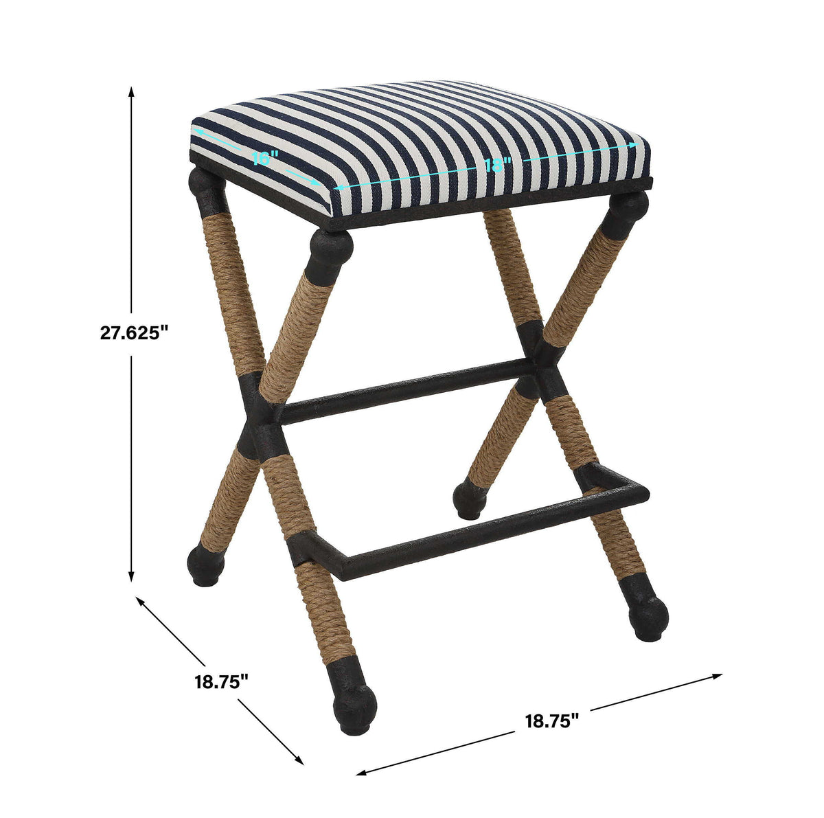Braddock Backless Counter Stool - Black / White by Uttermost - View 9