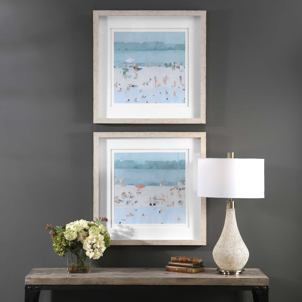 Sea Glass Sandbar Framed Prints (Set of 2) - Light Blue by Uttermost - View 2